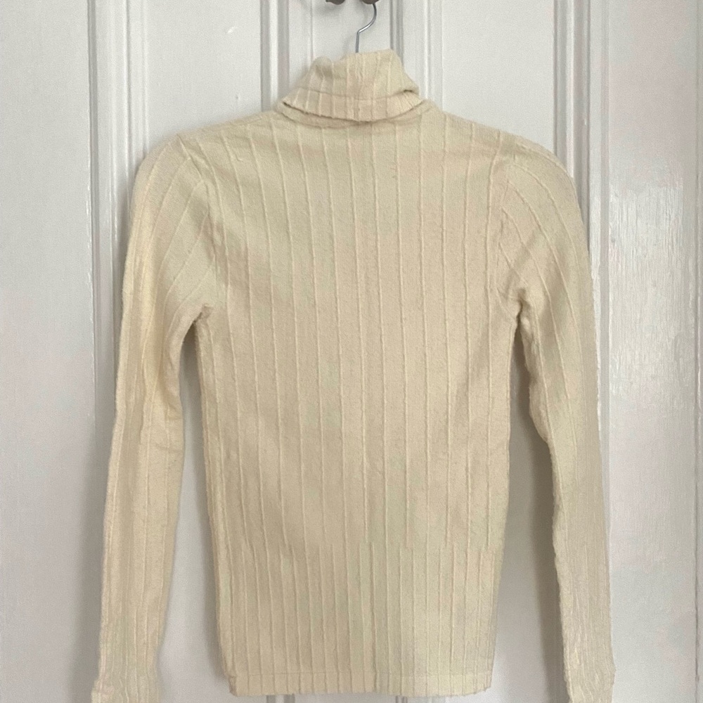 Cream Ribbed Turtleneck Sweater - Picture 3 of 3